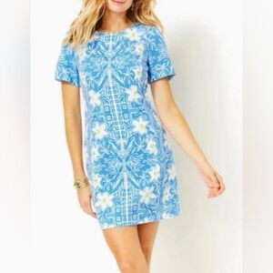 Lilly Pulitzer Dixey Shift Dress Women Size 16 Lunar Blue My Flutter Flower NWT